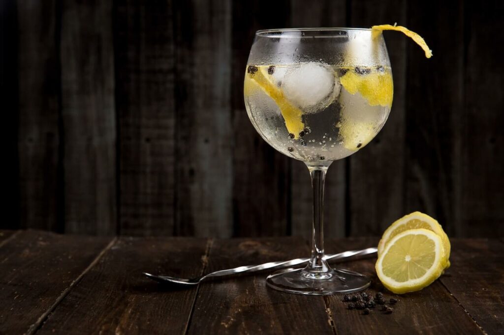 gin and tonic with bar spoon