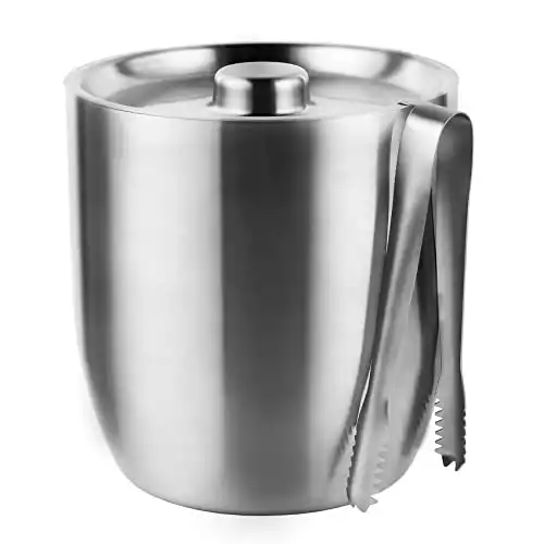 Tiken 3L Large Vacuum Insulated Ice Bucket with Lid & Tongs