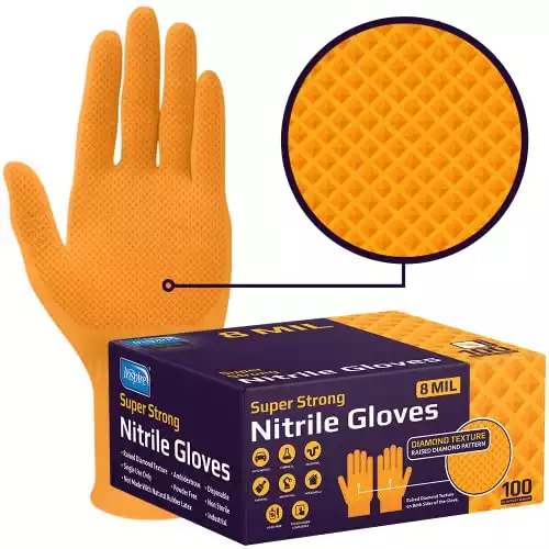 Inspire Heavy Duty Orange Nitrile Disposable Gloves