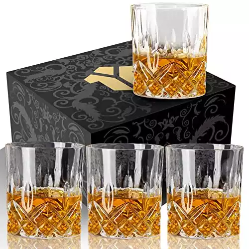 OPAYLY Whiskey Glasses Set of 4 Rocks Glasses