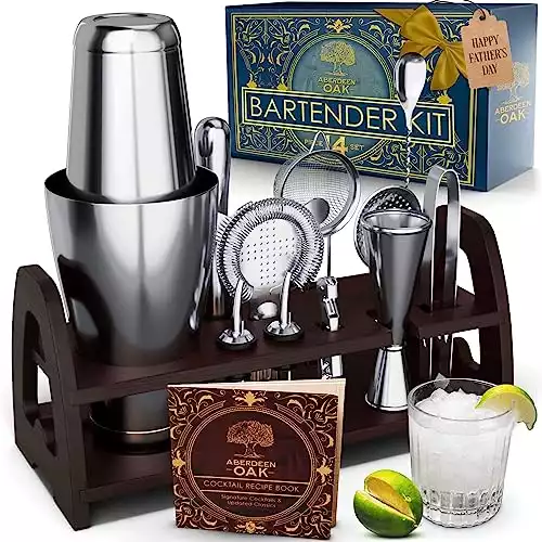 Mixology Bartender Kit - Complete 14 Piece Cocktail Shaker Set and Bar Kit