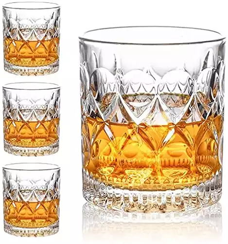 Aoeoe Whiskey Glasses Set of 4, 11 OZ Old Fashioned Glasses