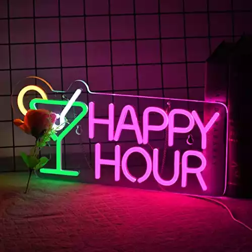 Cocktails Happy Hour Neon Sign