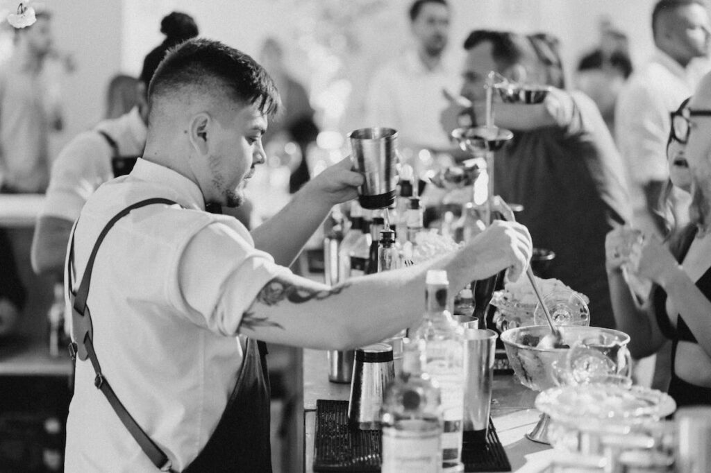 barman making drinks
